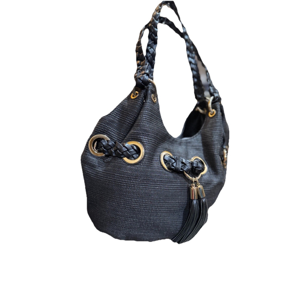 Michael Kors Camden Large Straw Tote Trimmed In Leather - Picture 2 of 15
